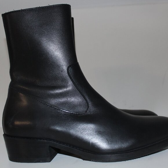 Tiger Of Sweden Black Leather Berling Boots Size 41 8 Made In Portugal Ankle Zip